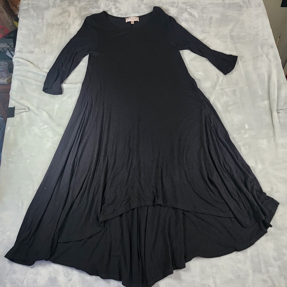 Philosophy Black Midi Hi-Low Dress Womens M Minimalist Soft Feminine Capsule